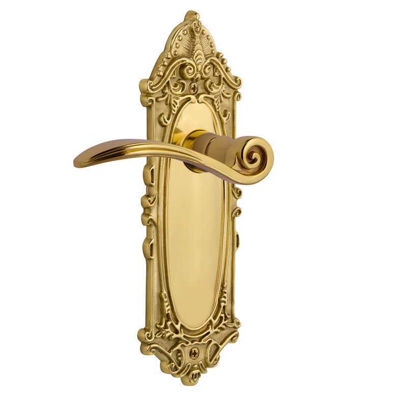 Victorian Plate Passage (Hall & Closet) with Swan Lever, 2.75", Polished Brass