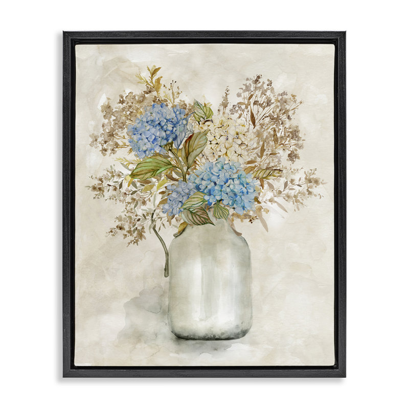 Charmant bouquet de fleurs douces, Cadre flottant noir de jais, H 21 po x l 17 po