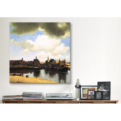 « view of bleu faïence, c. 1660-61 » par reproduction d’art sur toile tendue Johannes Vermeer
