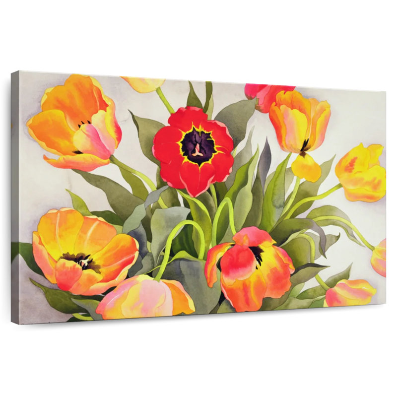Harnek orange et tulipes rouges