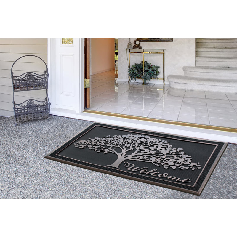 Offutt Oak Tree Design 100% Rubber Front Door Mat 30”x 48”, Non-Slip Welcome Doormat