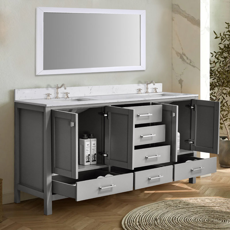 72 Inch Bathroom Vanity With Double Sink, Gray