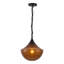 Luminaire suspendu noir mat 12 po avec verre ambré côtelé Ashwell-495144026-495144029