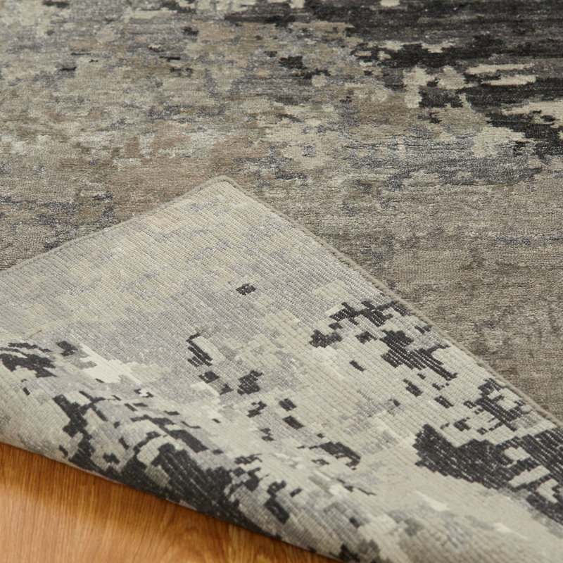 Hand Knotted Area Rug in Gray, Rectangle 2' x 3'