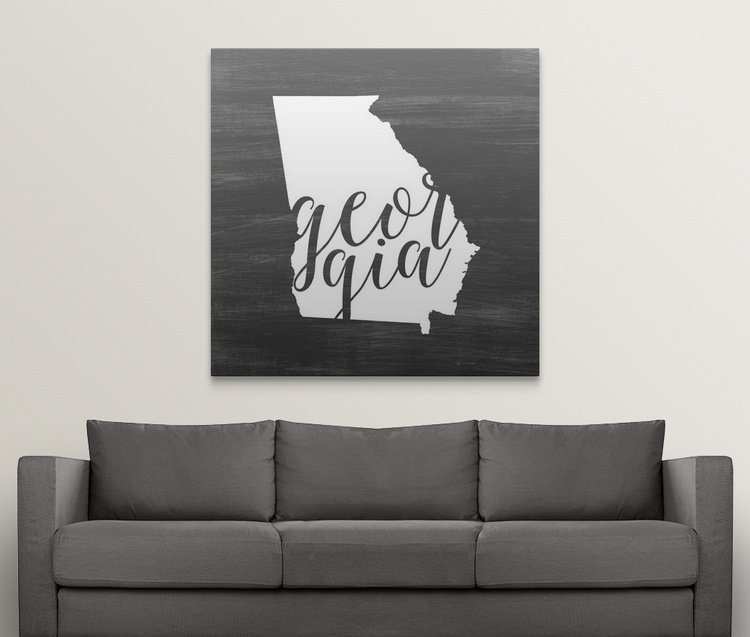 « home state typography georgia », impression sur cercle intérieur, H 35 po x l 35 po x P 1,5 po, Toile