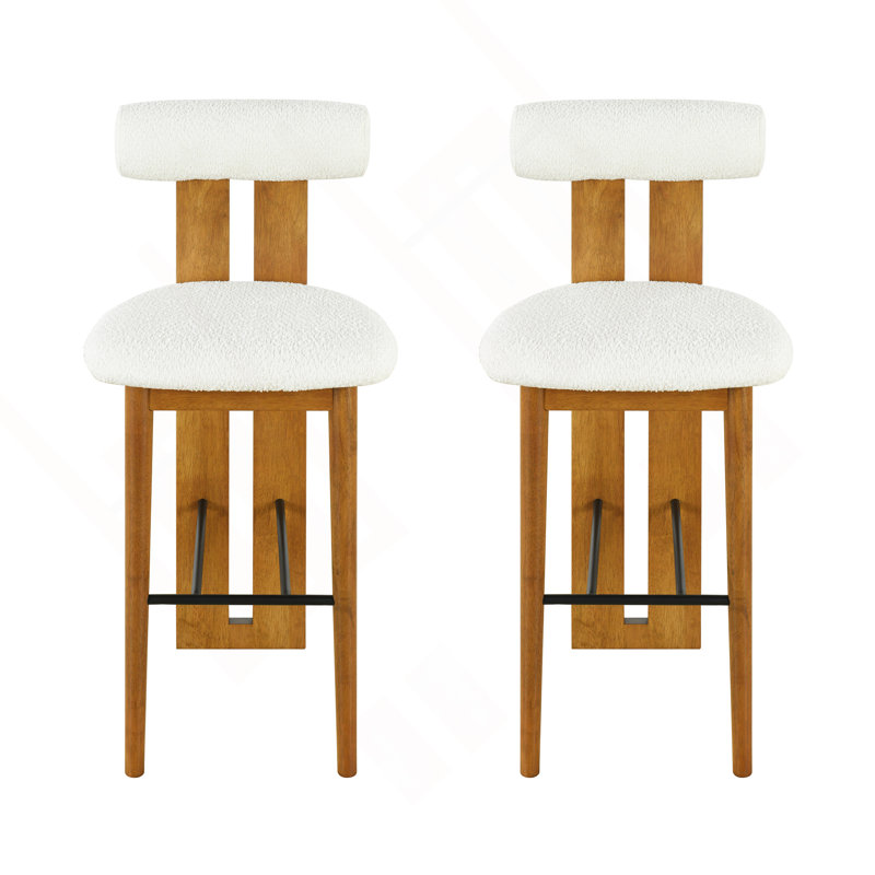 Tabouret de bar intérieur en bois rembourré, Blanc