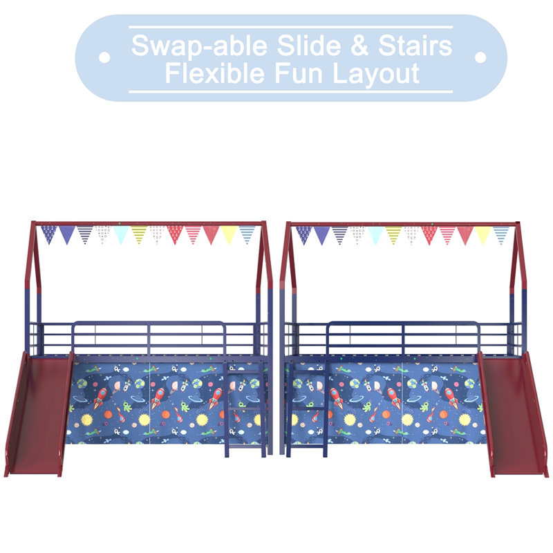 Lit mezzanine simple Jack, Rouge / Bleu