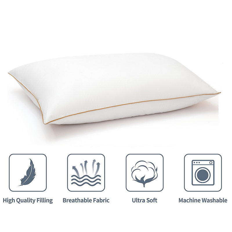 King Size White Cotton Feather Down Pillow