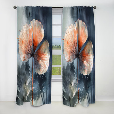 Tropical Palm Leaves Ginkgo V - Palm Trees Curtain - Blackout Floral Curtain - 1 Panels