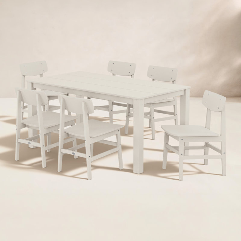 Modern Studio Urban Chair 7-Piece Parsons Table Dining Set, Sand