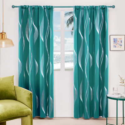 Cirila Back Tab Rod Pocket Silver Wave Curtain Panels