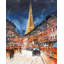 «Illuminated Paris - Blue Street Scenery», reproduction d'art encadrée-990719491-990719493
