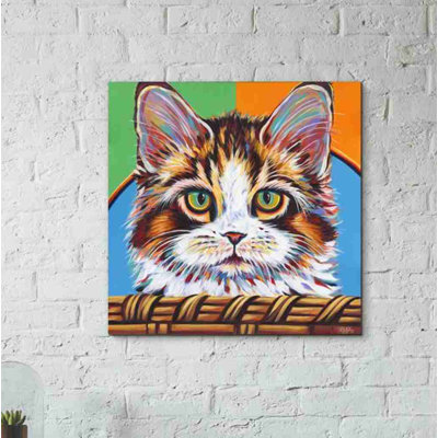 «Kitten in Basket II» par Carolee Vitaletti, art mural sur toile