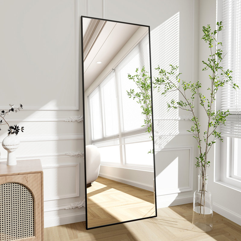 Full Length Glass Floor Mirror -  Basics by Wayfair™, Black, 58" x 18"