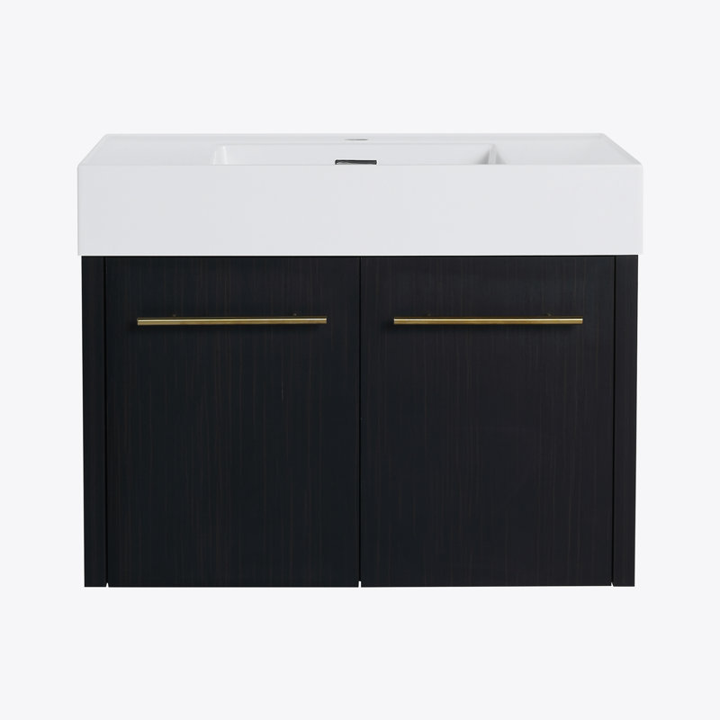 Meuble-lavabo mural 30 po avec lavabo, lavabo en résine à bords épais