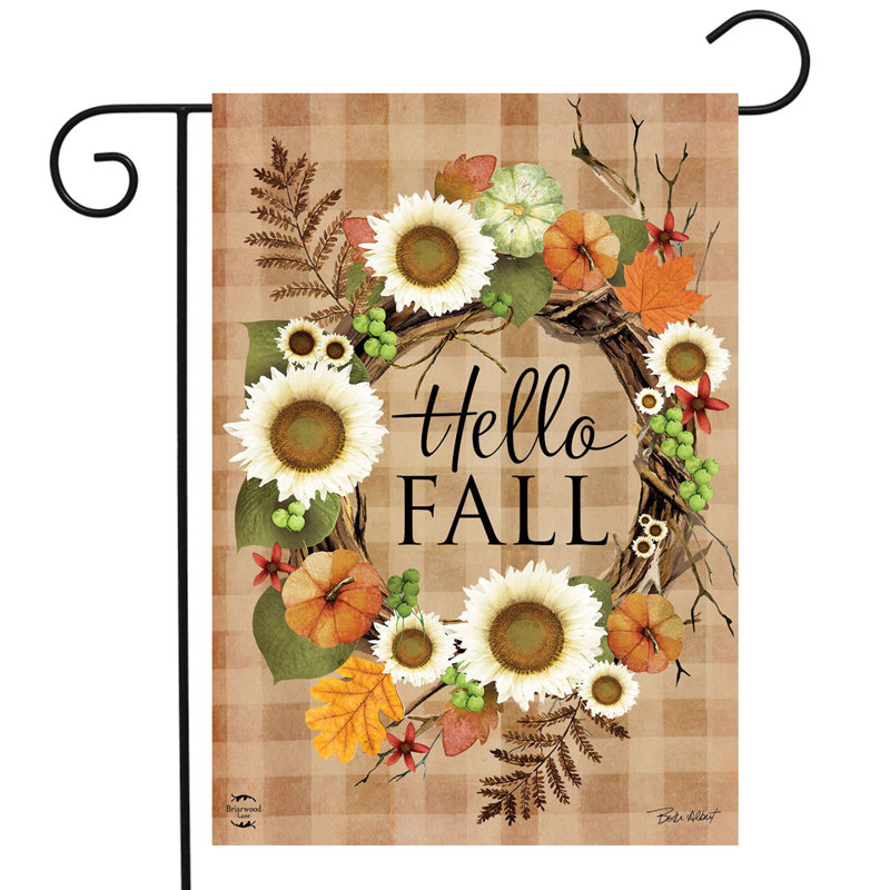Hello Fall Wreath Double-Sided Garden Flag