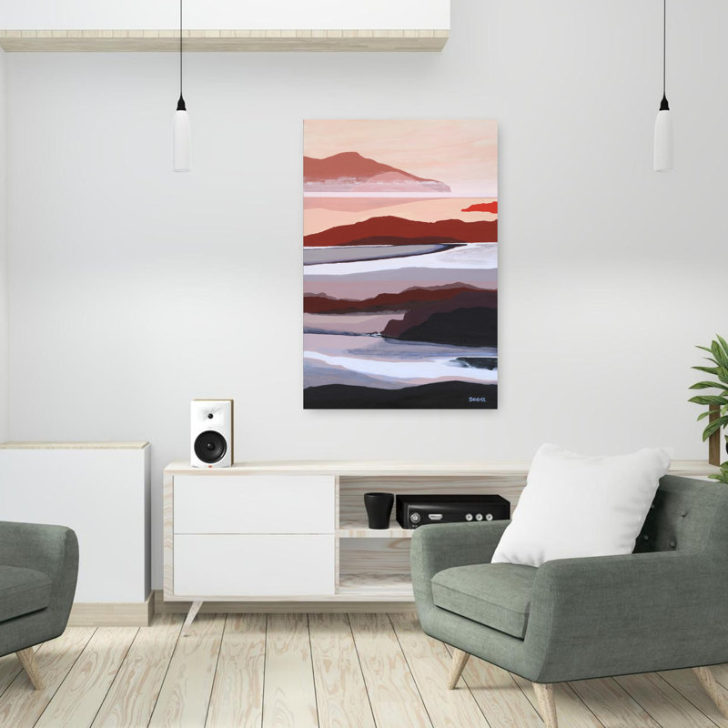 Art contemporain contemporain, paysage de plage abstrait, H 36 po x l 24 po