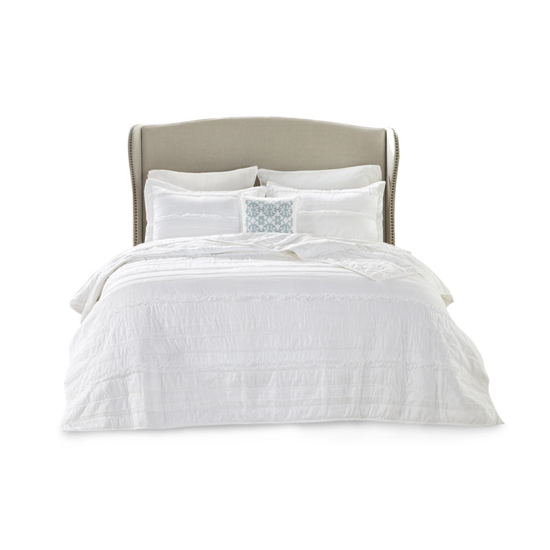 Literie réversible à volants, microfibre de coton, chambre à coucher