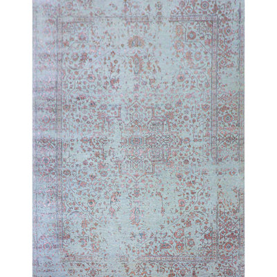 Tapis argent et cuivre noué à la main de haute qualité