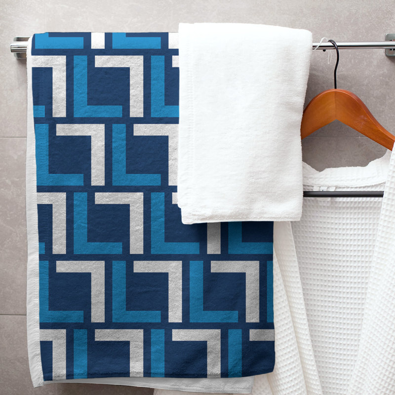 Serviette de bain, Bleu marine / bleu pastel / blanc