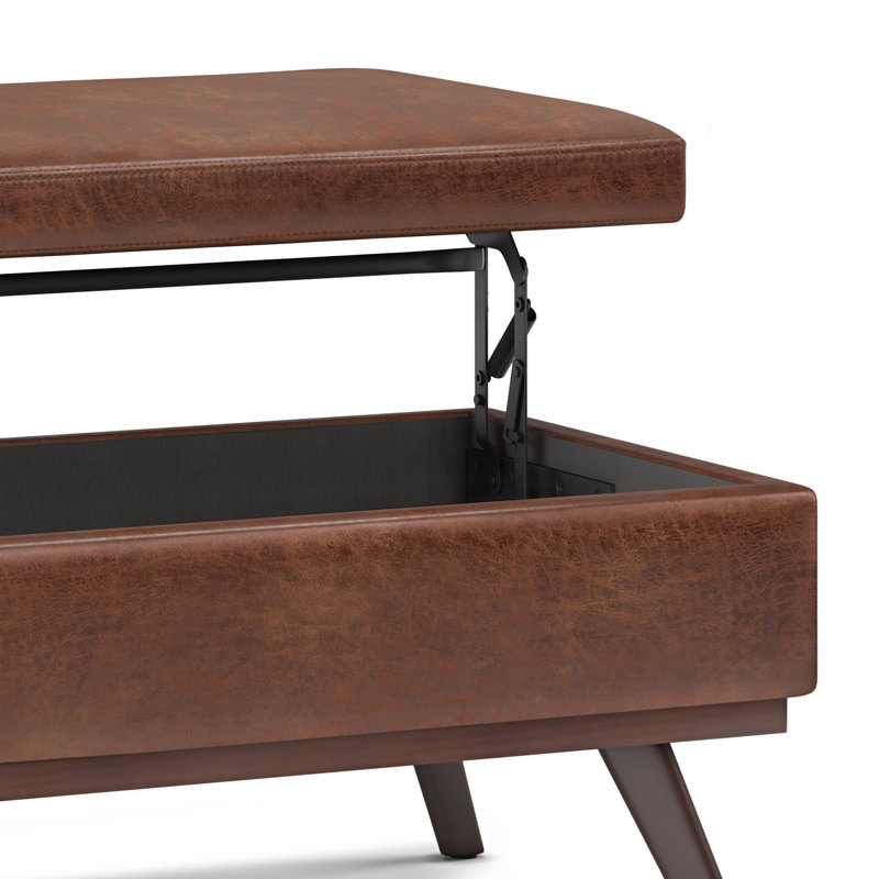 Mid Century Modern Brown Faux Leather Cocktail Table