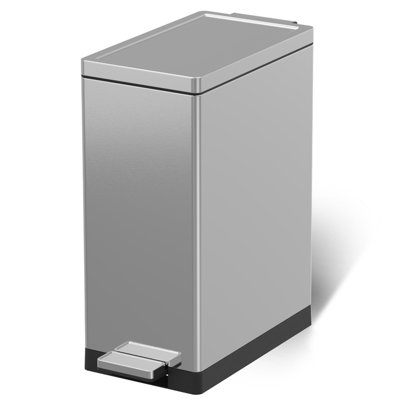  45L / 12 Gallon Stainless Steel Trash Can with Soft Close Lid & Step-On Pedal, Kitchen Garbage Bin, Removable Inner Bucket for Easy Cleaning, for Home, Office, Bathroom