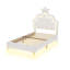 PU Upholstered Princess Bed with Crown & Curved Headboard-1368211151