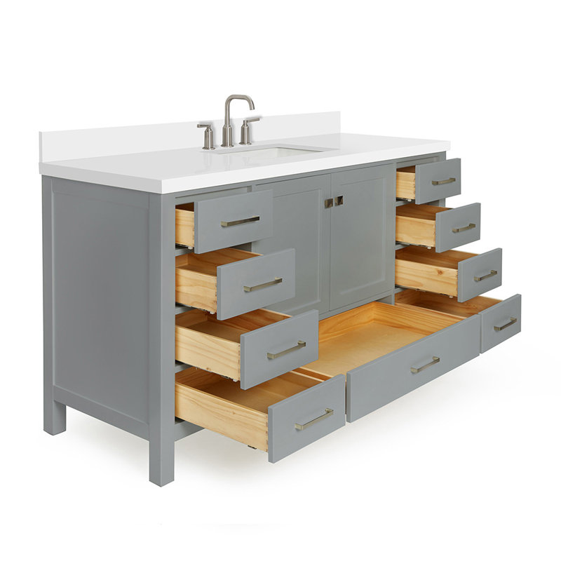 Cambridge 61'' W Single Vanity, Gray, Rectangular
