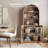 71" Tall Arched Bookshelf with Glass Doors, Set of 2, Camel-1986716426