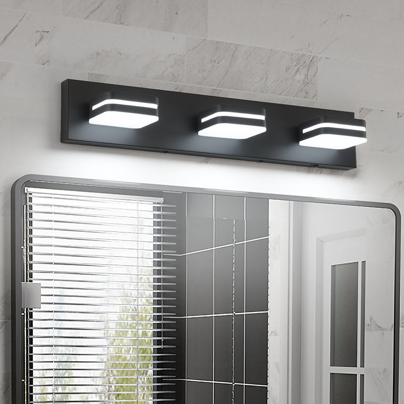 23.62 inch Modern Black Dimmable LED  Bathroom Vanity Light 5CCT with Adjustable Head, 23.62" Width, 3 Lights