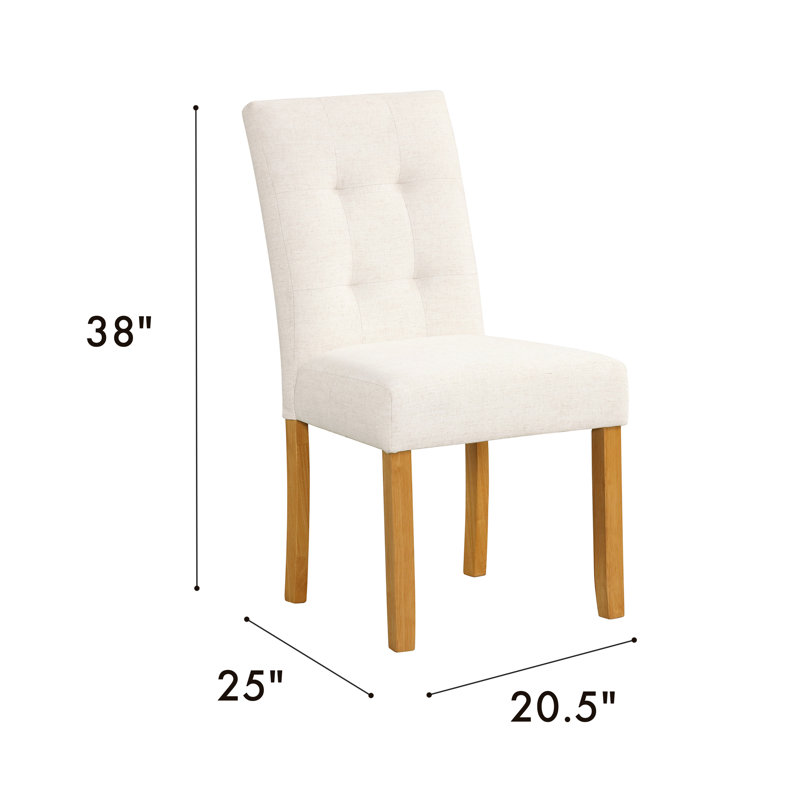 Lazarion 19.5'' H Tufted Upholstered Parsons Chair, Cream, Natural
