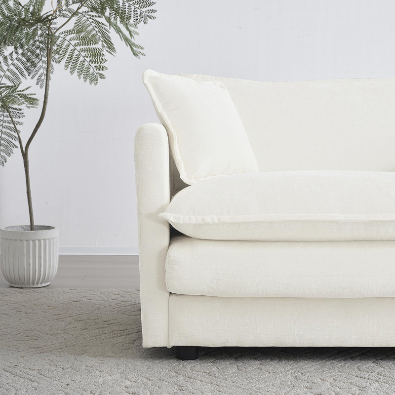 Canapé modulaire Free Combination, canapé modulaire 4 places, tissu chenille confortable, Blanc
