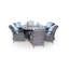 Ouellette 6 - Person Wicker Patio Dining Set with Round Table , Cushions Included-486398721-486398722