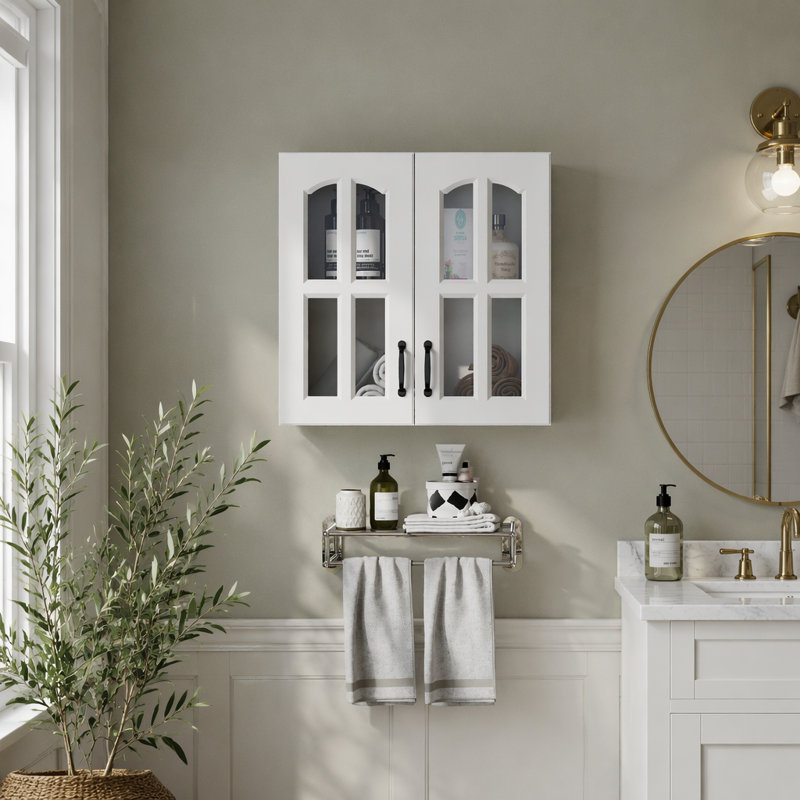 Vitrine murale à porte vitrée avec tablettes réglables pour le rangement dans la cuisine, la salle de bain et le salon