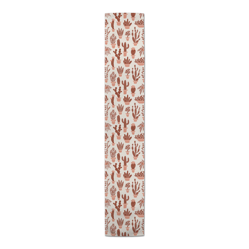 Chemin de table Houseplants On Linen, Rouge, 90 po x 16 po