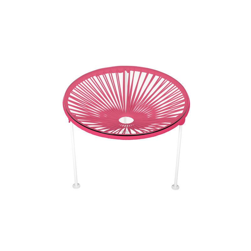 Zicatela Indoor Handmade Coffee Table, Pink, White