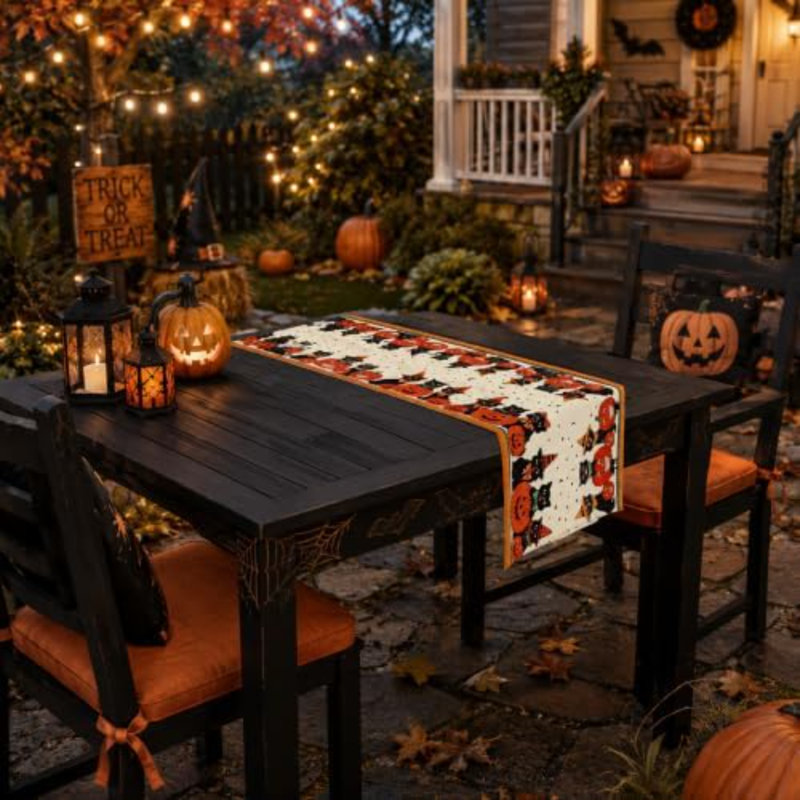 Décorations d'Halloween - Chemin de table rétro pour décoration de fête d'Halloween
