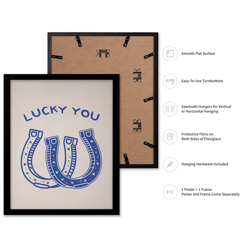 Bleu Lucky You, Cadre noir, Affiche, H 12 po x l 16 po