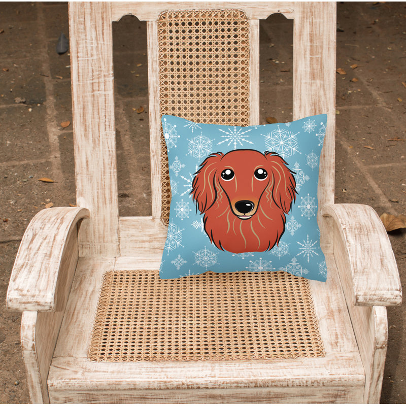  Coussin décoratif 14 "Snowflake Longhair Creme Dachshund, Orange
