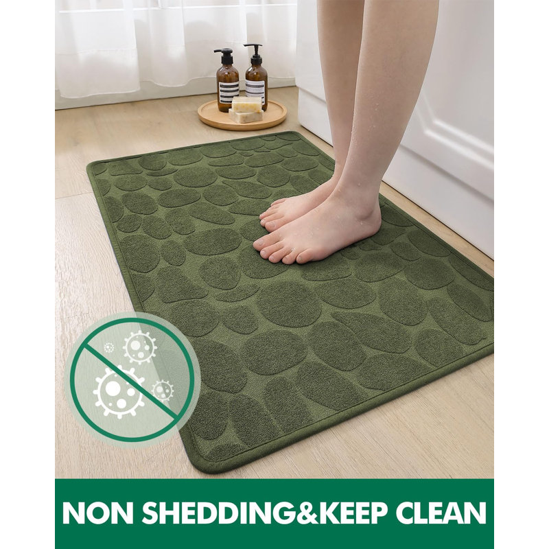 Tapis pour salle de bain en caoutchouc Emslie, L 20 po x L 31,5 po, Vert