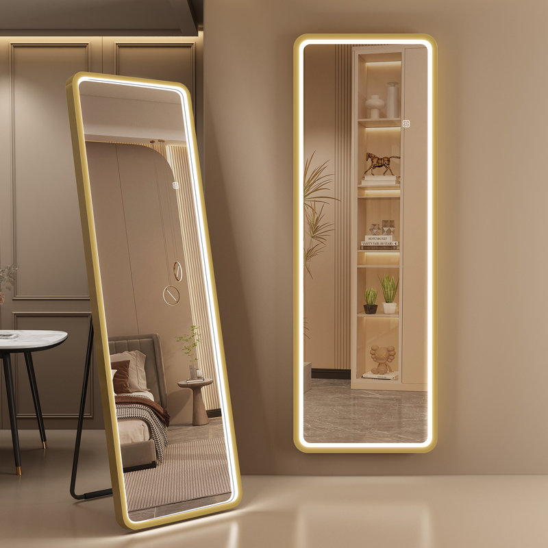 Aluminum Rectangle Floor Mirror, Gold