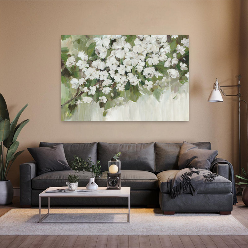 Art de printemps blanc nature délicat et serein, H 40 po x l 60 po