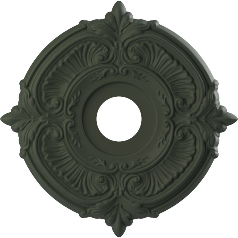Attica Thermoformed PVC Ceiling Medallion, 16" H x 16" W x 1" D, UltraCover Satin Hunt Club Green