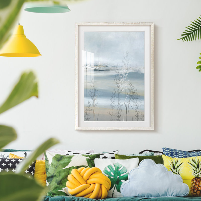 Soft Seagrass -Framed Print, 25.5" H x 17.5" W, White