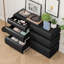 Commode 6 tiroirs pour chambre à coucher, commode noire sans poignée, commode moderne 6 tiroirs avec rangement large (Même SKU: W757P235728)
