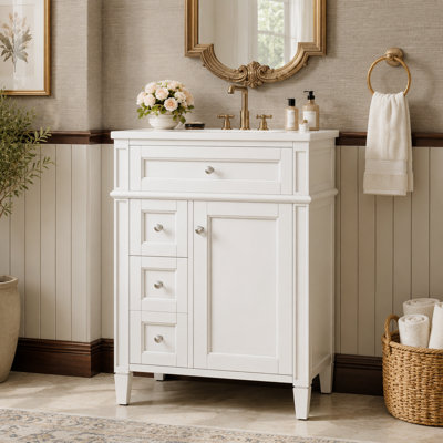 Meuble-lavabo autoportant blanc chaud