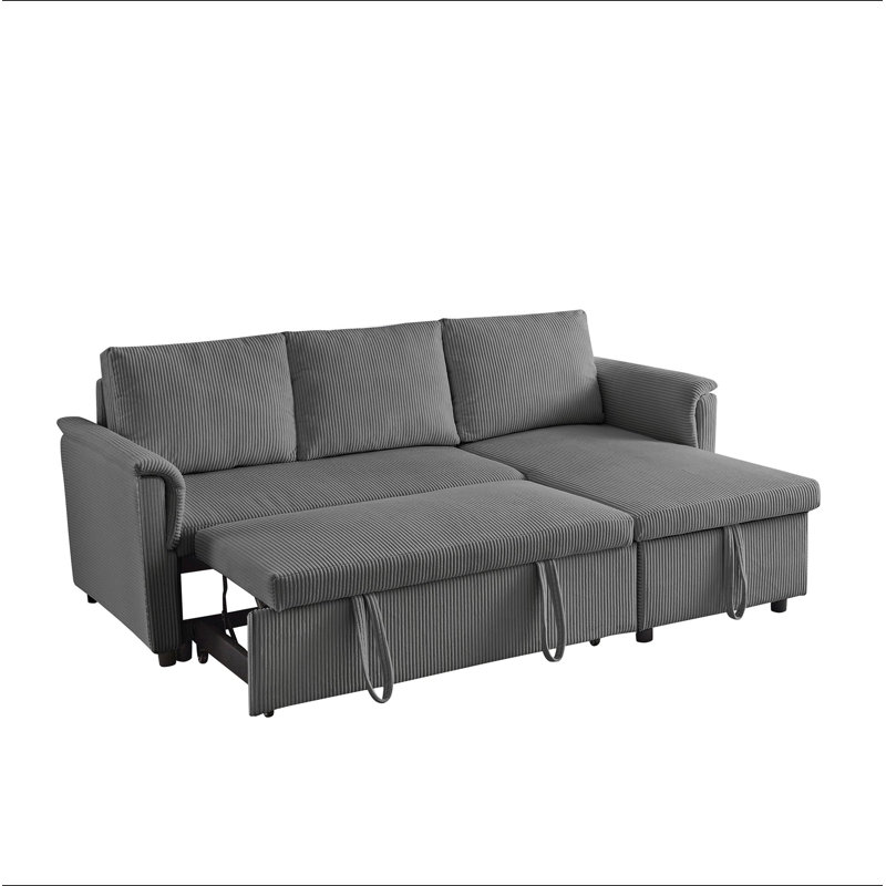 Canapé-causeuse avec méridienne et canapé-lit modulaire en L avec méridienne et rangement, Gris