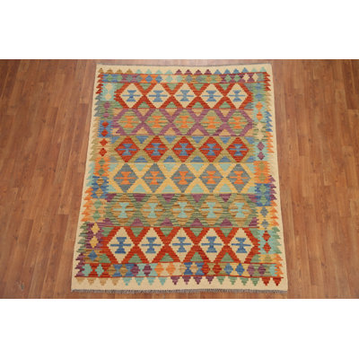 Reversible Wool Kilim Oriental Area Rug 5x6