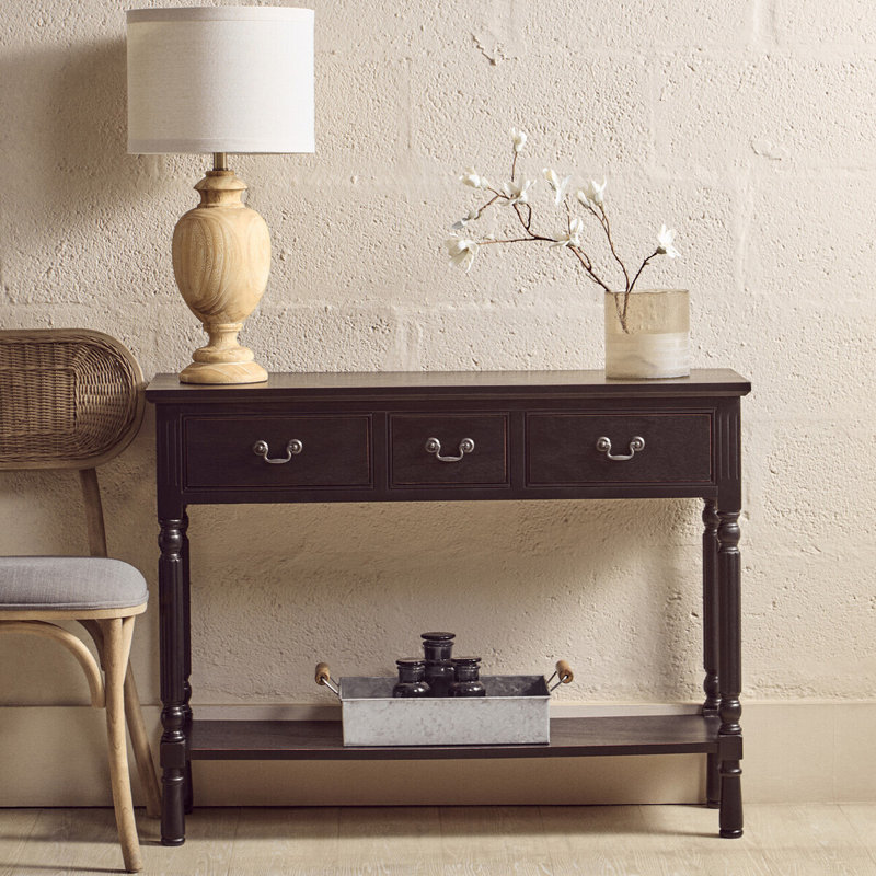 Nathen 106cm Console Table, Vintage Black