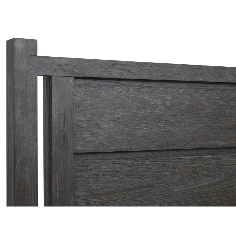Grand lit avec panneau de rangement Wilmot, 2 pièces : Lit, table de chevet